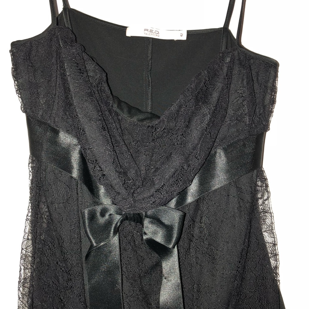 RED Valentino Satin and Lace Top